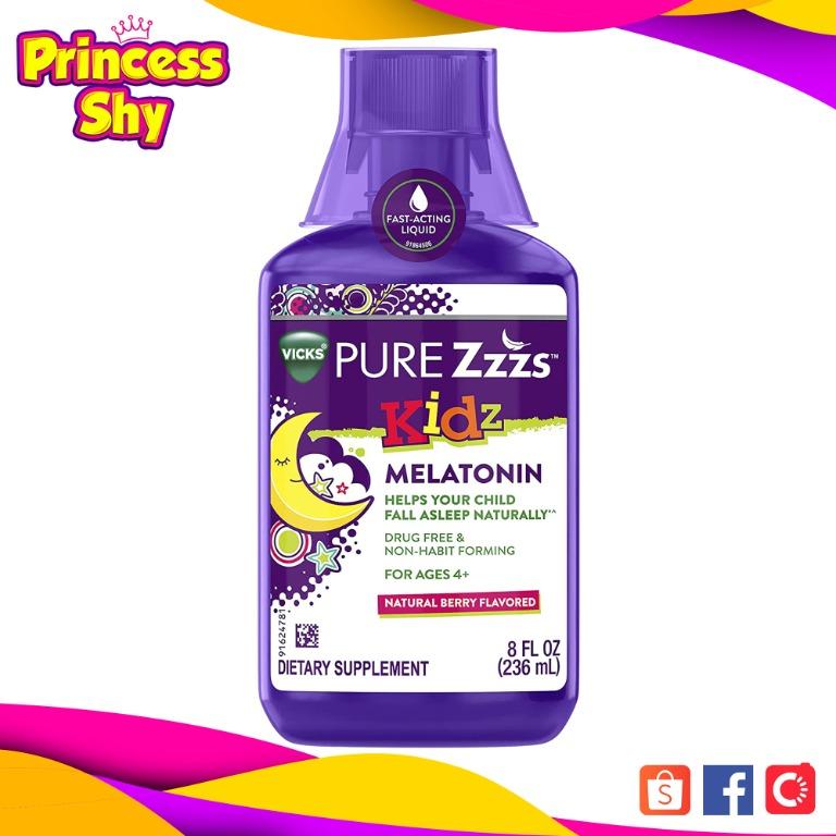 Vicks Zzzquil Pure Zzzs Kidz Melatonin Liquid for Kids Ages 4+ 8 oz