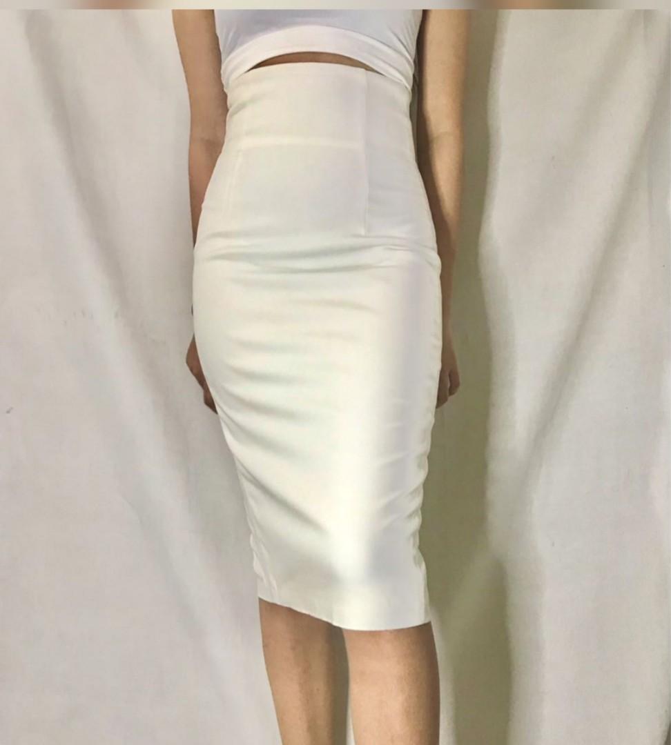 Pencil cut deals skirt white