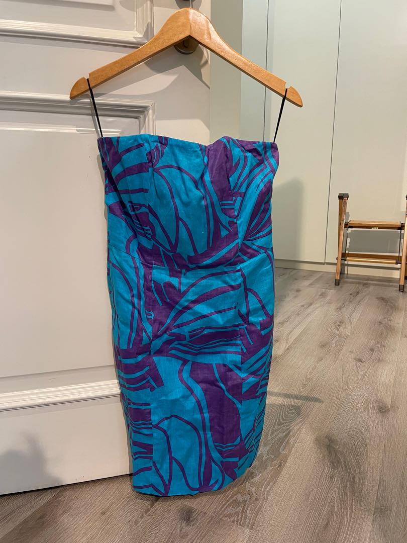 Zara bandage dress blue, Fesyen Wanita, Pakaian Wanita, Gaun & Rok di