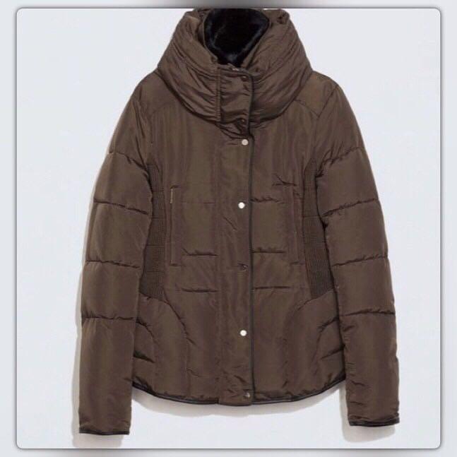 Zara jacket short anorak green, Fesyen 