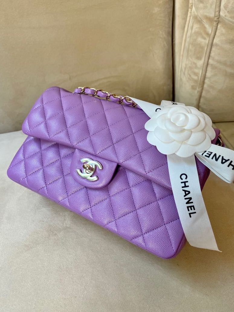 Chanel Classic Small Double Flap, 20S Purple Caviar Leather, Gold