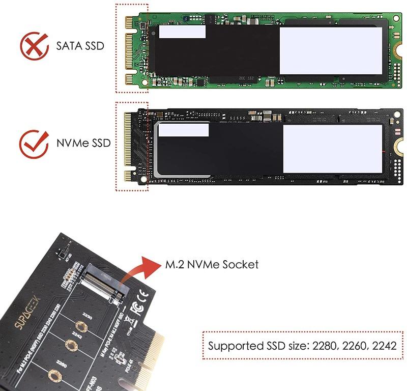 RGeek M.2 to PCIE3.0 Pcie 3.0 NVME SSD Adapter card Full Speed X4 2230-2280  Expansion M KEY Not Support SATA NGFF