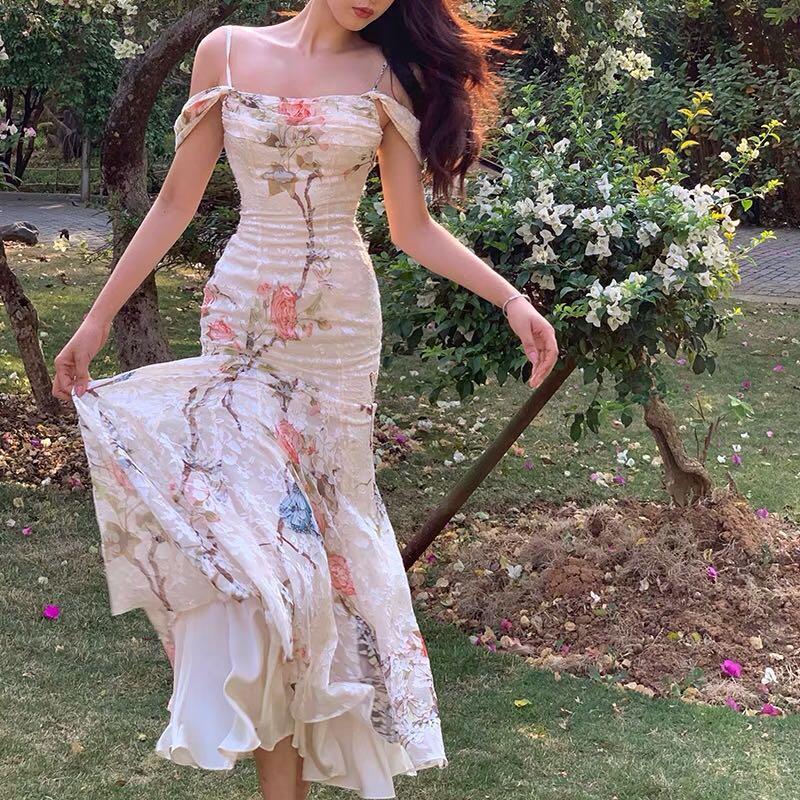 Floral fishtail outlet maxi dress