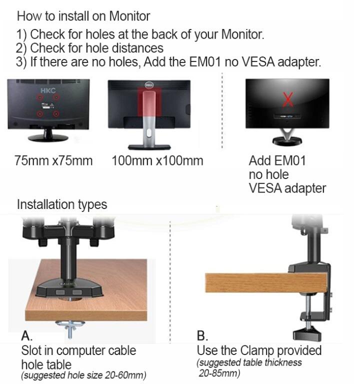 AS IS (A48) Kaloc DS90-2 Desktop DUAL Monitor Stand Mount VESA 17-27 inch  Monitor, Computers  Tech, Parts  Accessories, Monitor Screens on Carousell