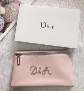[Authentic] Dior Makeup/ Cosmetic pouch/ storage bag/ hand carry clutch /accessories bag/Purse Short Zipper/Purse Coin Bag Small Wallet pink toiletries bag/ Dior skincare gift