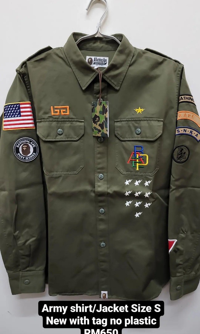 Patches on army jacket store