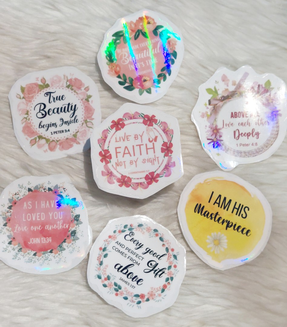 Bible Verse Sticker Waterproof - Pack of 7, Hobbies & Toys, Stationary ...