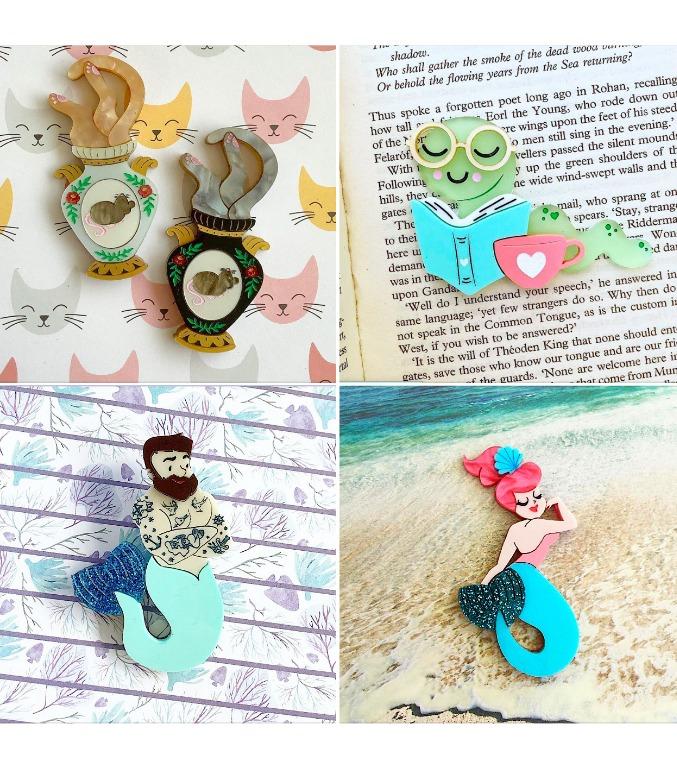 Kitschy kittens brooches on sale
