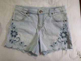 Cat&Jack Denim Shorts with Embroidery and Scalloped Hem