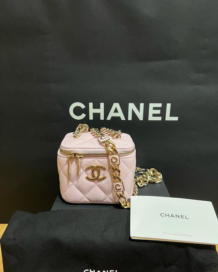 CHANEL LATEST 22S PINK VANITY CUBE COME WITH COCO CHAIN, Women's Fashion,  Bags & Wallets, Cross-body Bags on Carousell