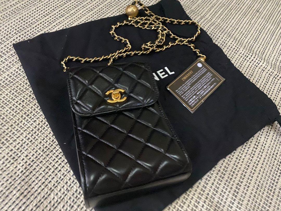 Chanel Phone Holder with Chain, Luxury, Bags & Wallets on Carousell