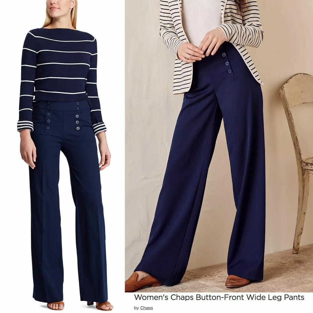Chaps wide button pants, Fesyen Wanita 