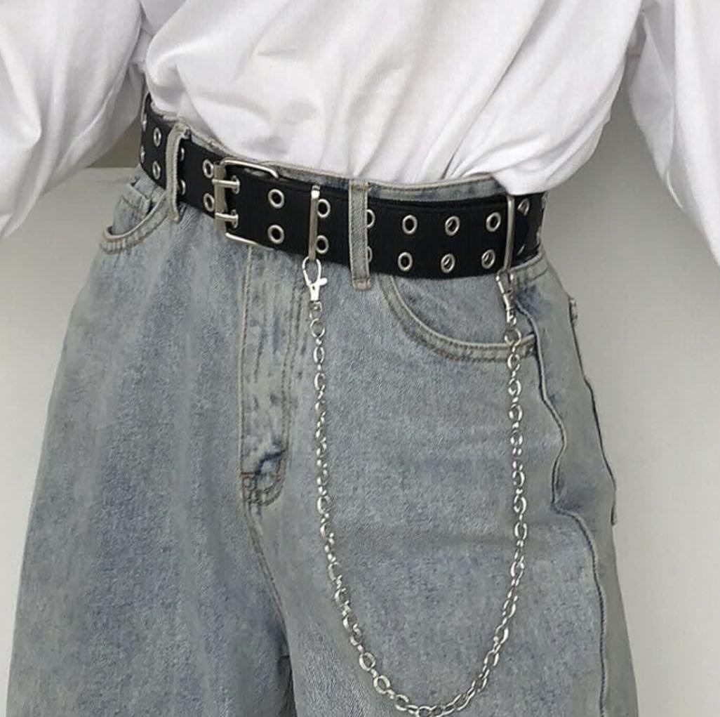 double eyelet belt with chain