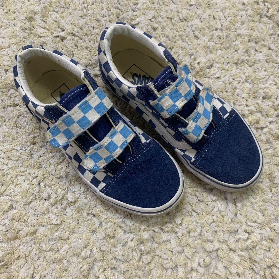 Kids blue top checkered vans