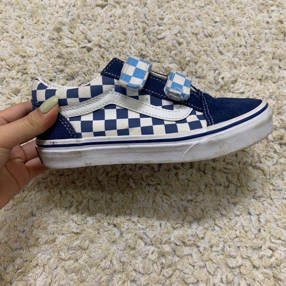 Boys blue checkered best sale vans