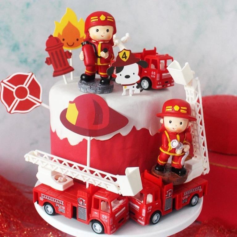 Fire Truck Cake Topper, Firefighter Cake Topper