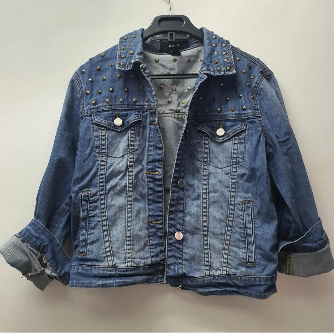 studded denim jacket forever 21
