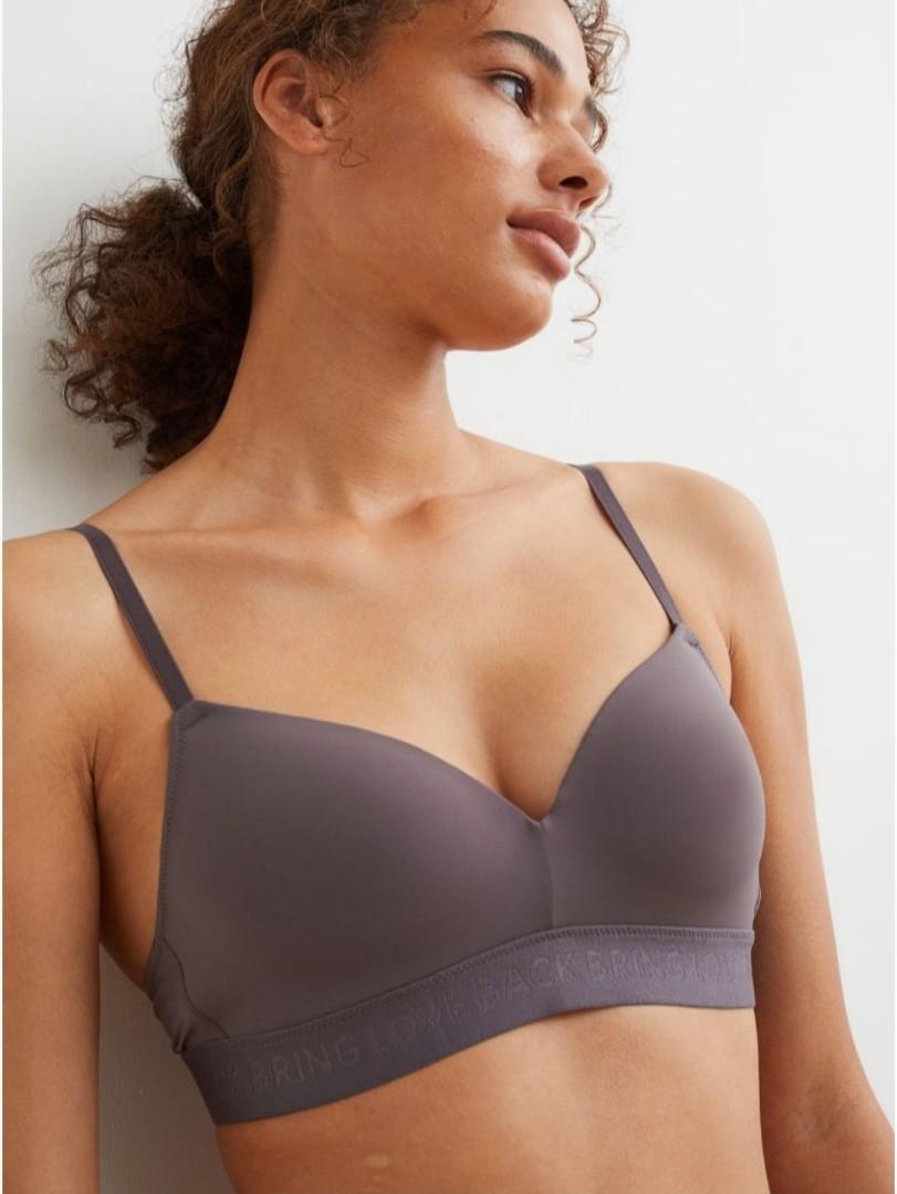 H&M+ Seamless padded bra - Dark grey - Ladies