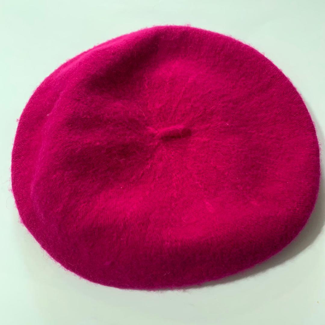 Hot Pink Wool Beret, Women's Fashion 