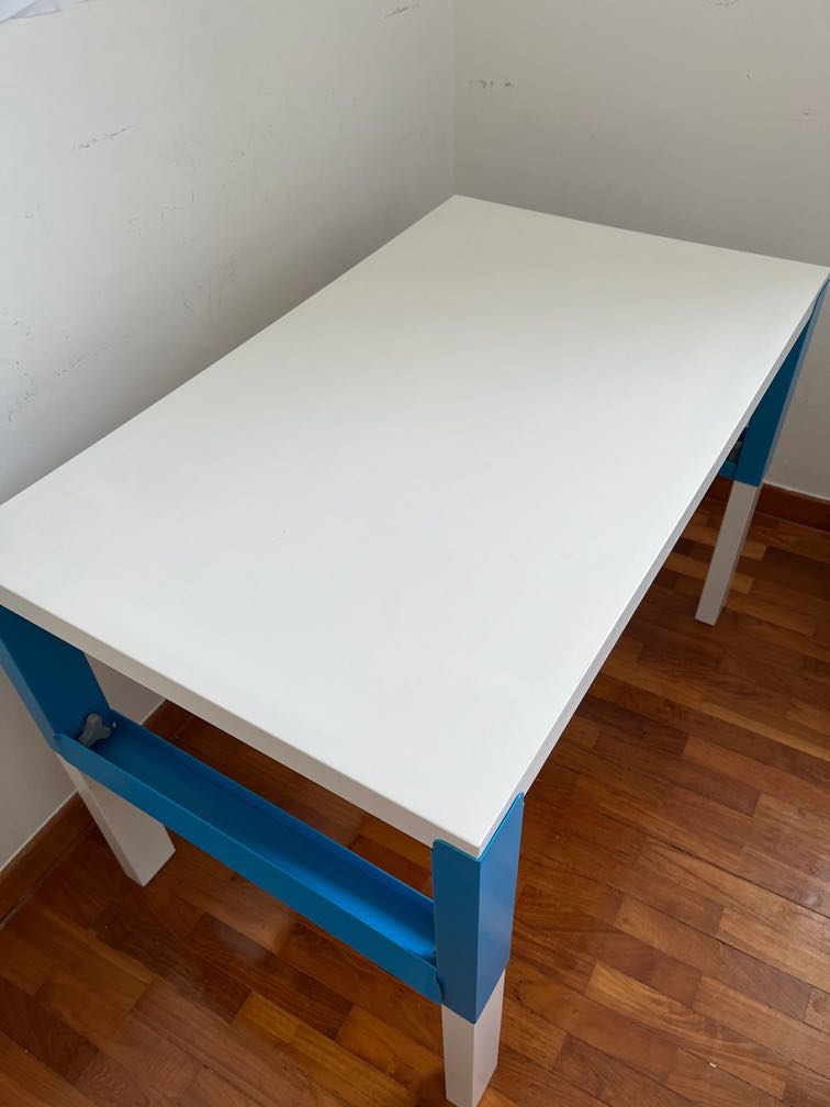 IKEA Pahl Desk 96x58cm White/Blue, Furniture & Home Living, Furniture
