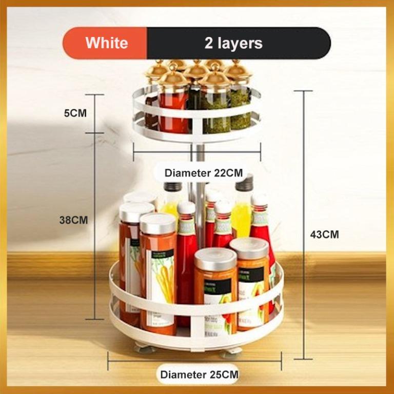 Kitchen Organizer 360 Degree Rotatable Spice Rack Steel Kitchen Cabinet ...