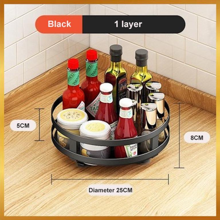 Kitchen Organizer 360 Degree Rotatable Spice Rack Steel Kitchen Cabinet ...