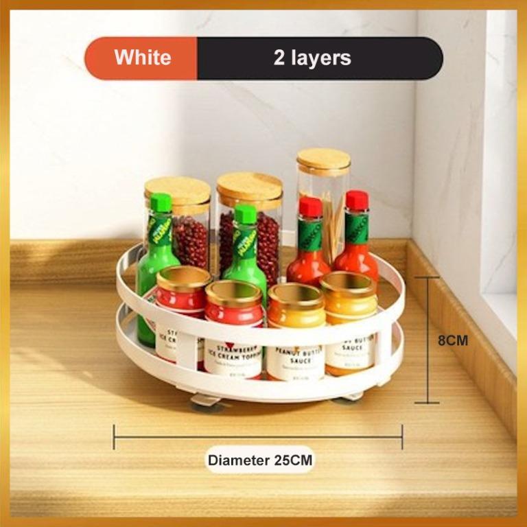 Kitchen Organizer 360 Degree Rotatable Spice Rack Steel Kitchen Cabinet ...