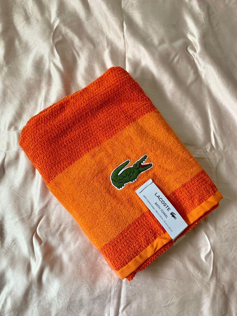LACOSTE Orange Bath Towel, Beauty & Personal Care, Bath & Body, Bath on