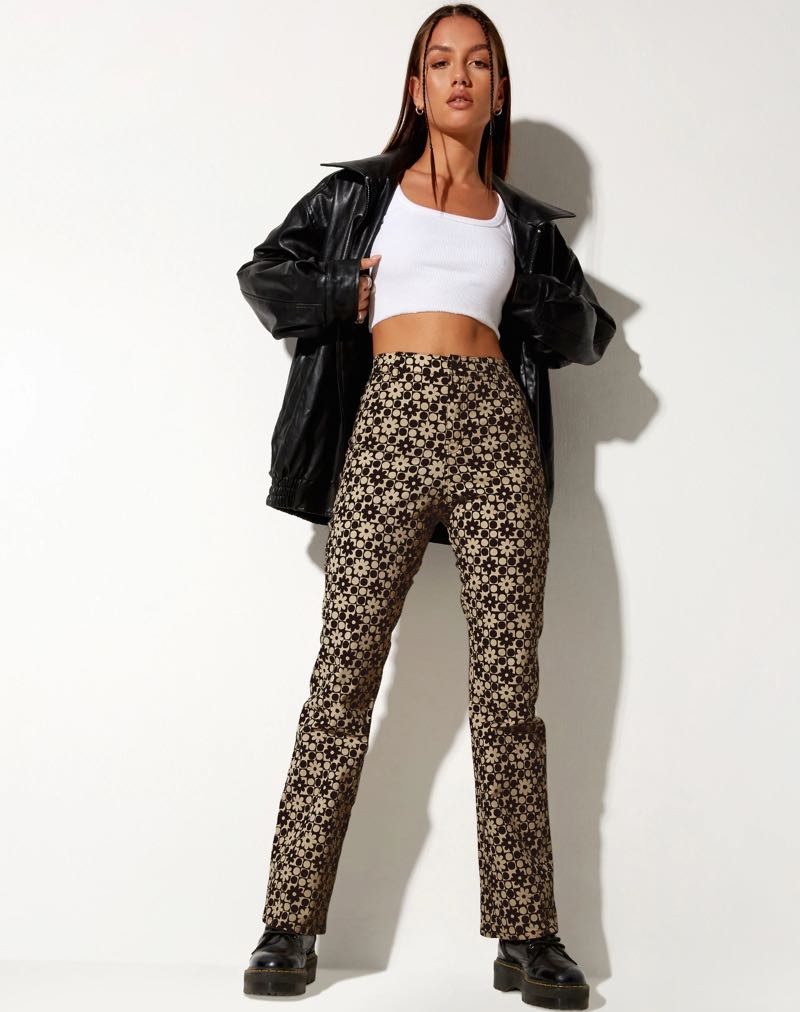 Motel Rocks Daisy Brown Flare Pants 