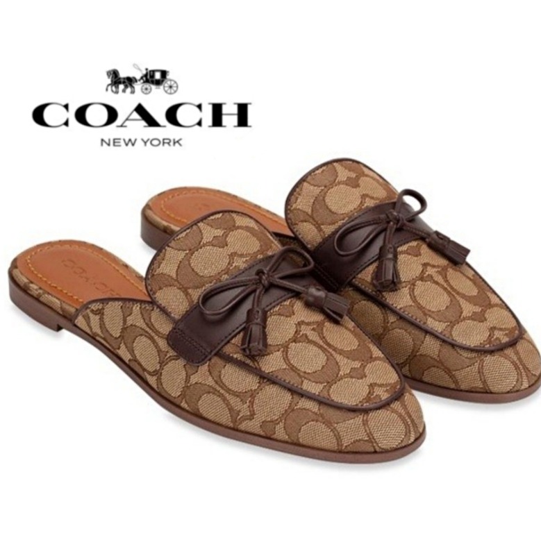 New Coach Original Stassi Slide Classic Signature Brown Color