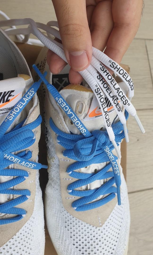 Off white vapormax white shop blue laces