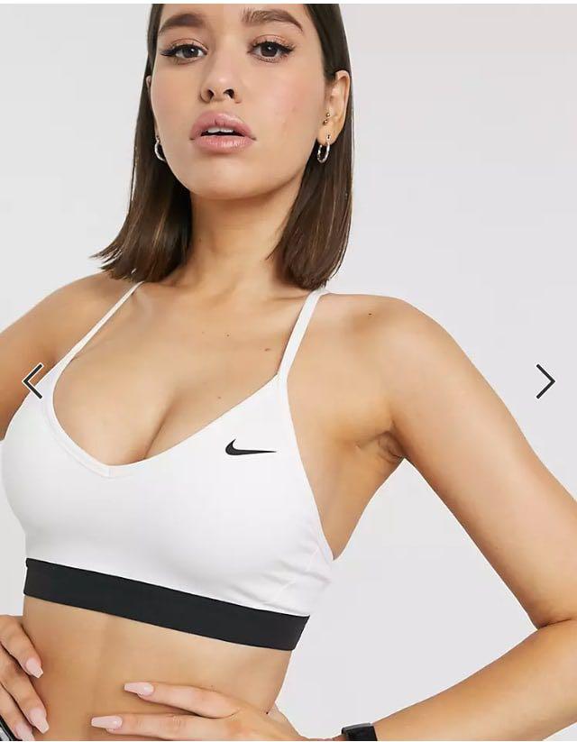 Nike training indy logo bra in white top