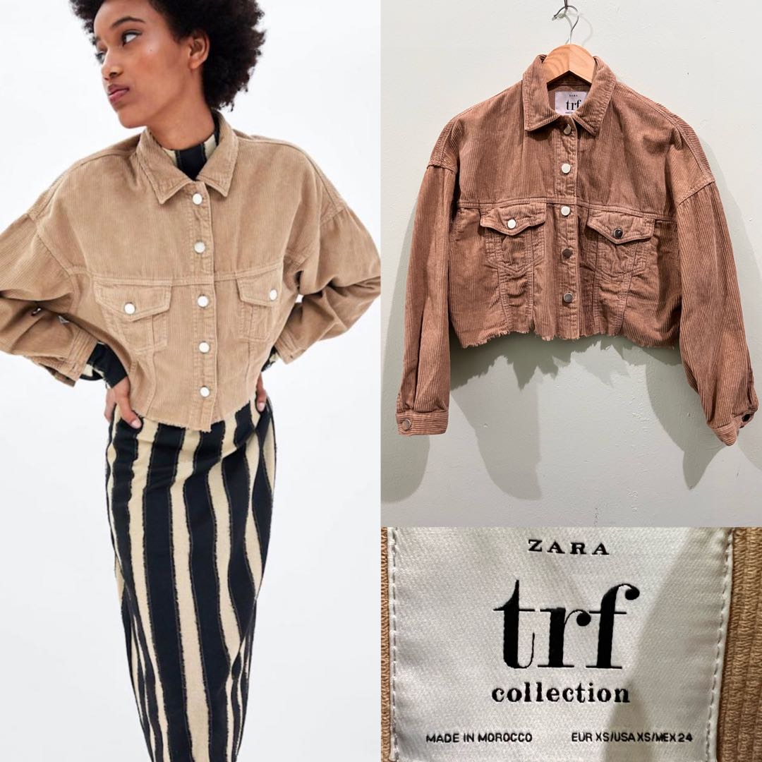 Zara cropped corduroy jacket store