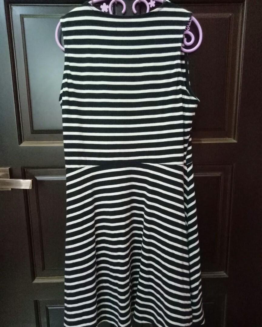 Padini Black and White Horizontal Stripes Dress Women s Fashion