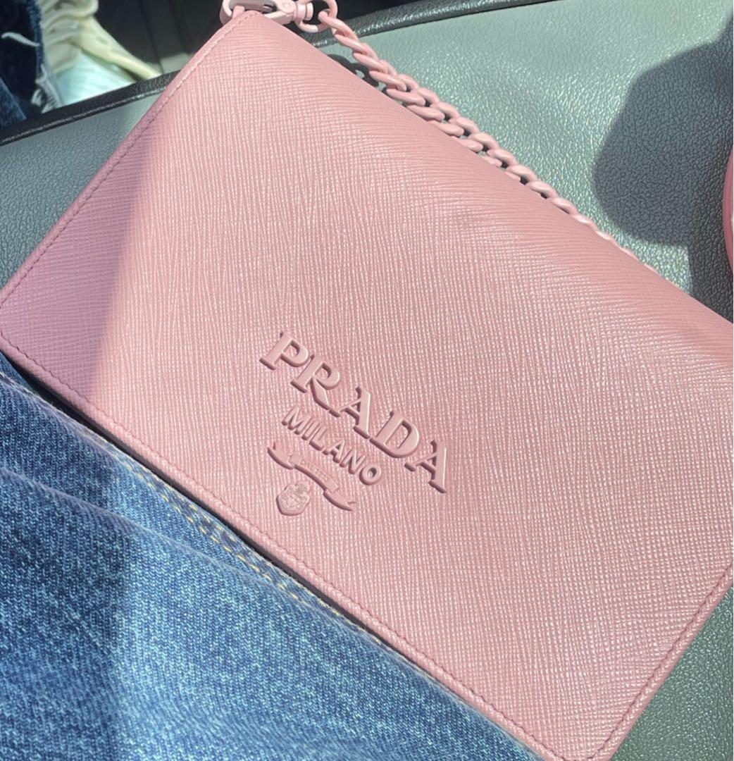 Prada Pink Wallet, Luxury, Bags & Wallets on Carousell