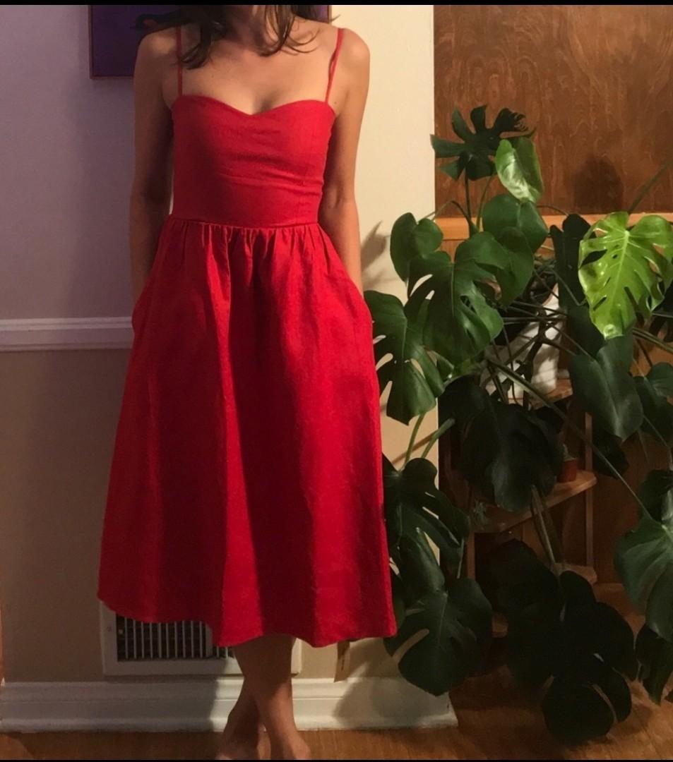 REFORMATION Olivia linen midi dress