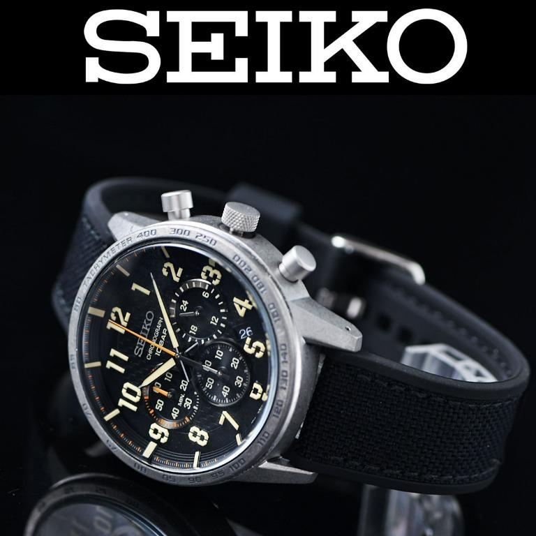 SEIKO】KSN8T6C 100m 黑色防水計時手錶, 名牌, 手錶- Carousell
