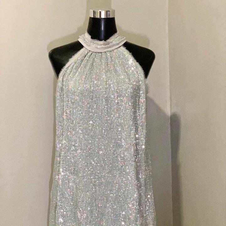XL PREMIUM SILVER SEQUENCE DRESS Women s Fashion Dresses