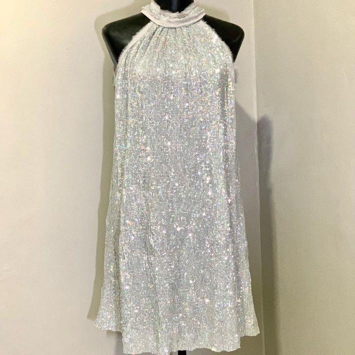 XL PREMIUM SILVER SEQUENCE DRESS Women s Fashion Dresses