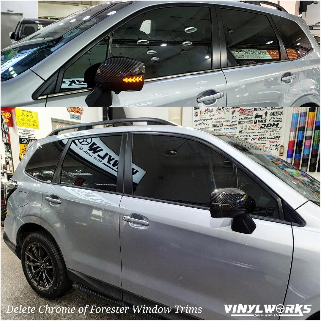 Subaru Forester Window Trims, Foglights Trims, DRL Trims Delete Chrome