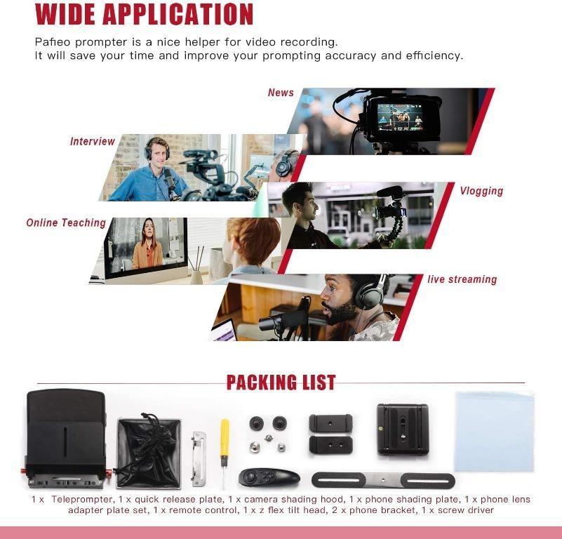 Teleprompter compatible with iPhone iPad Mini, Pafieo S1 Prompter with