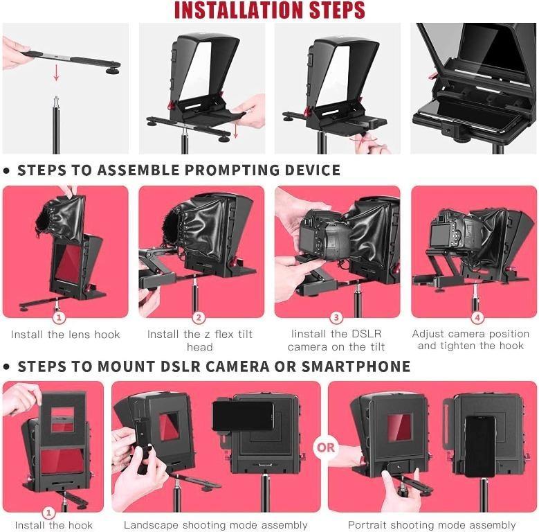 Teleprompter compatible with iPhone iPad Mini, Pafieo S1 Prompter with