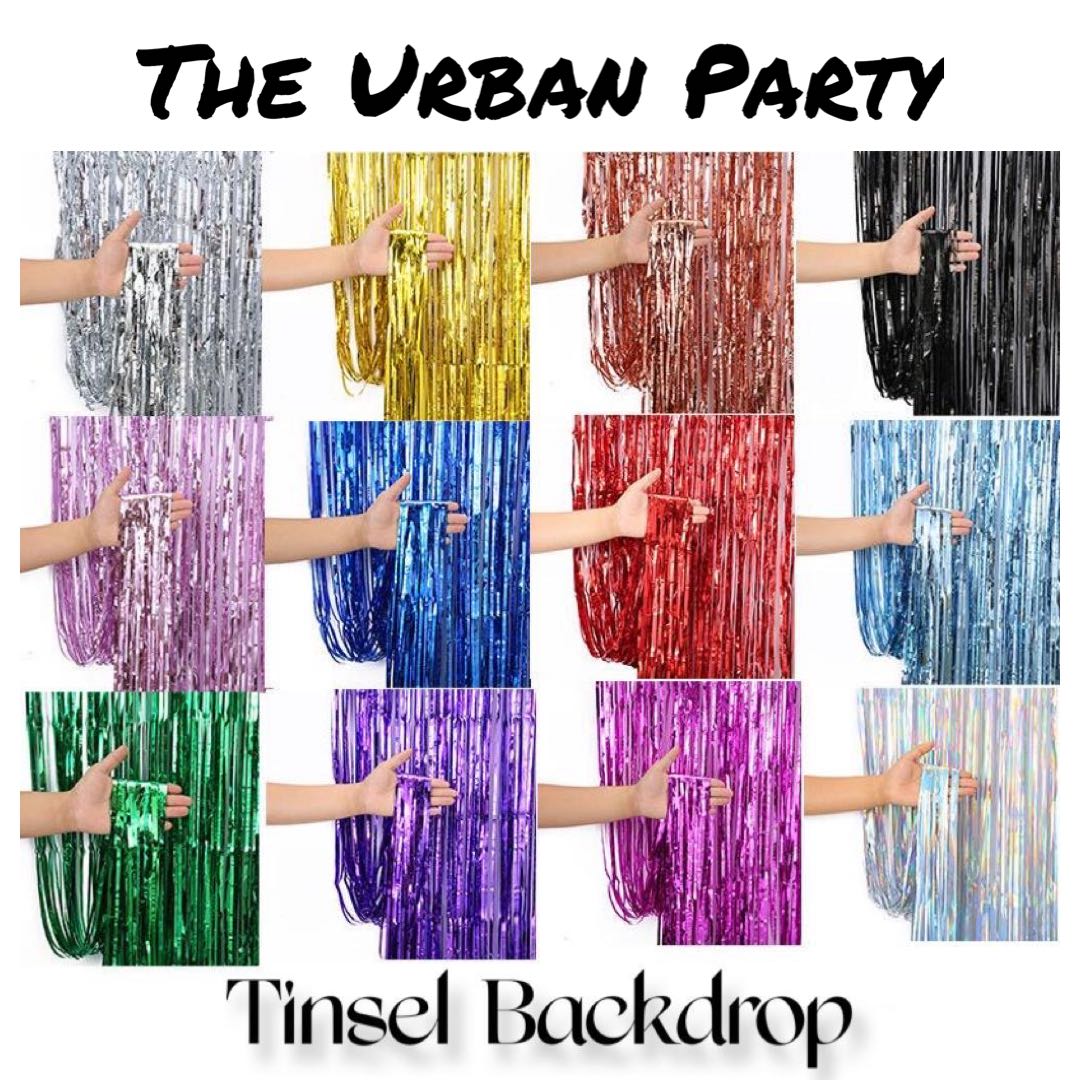 Tinsel Foil Fringe Backdrop Party Decoration Background, Hobbies & Toys