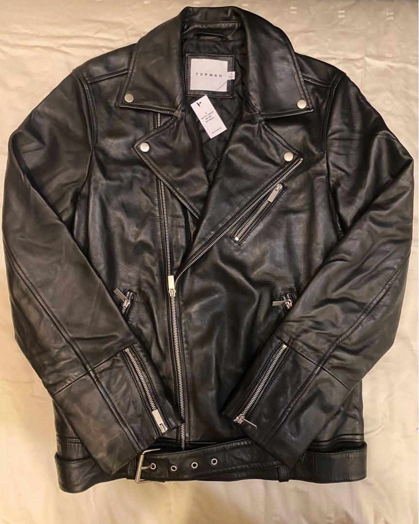 Leather jacket outlet mens topman