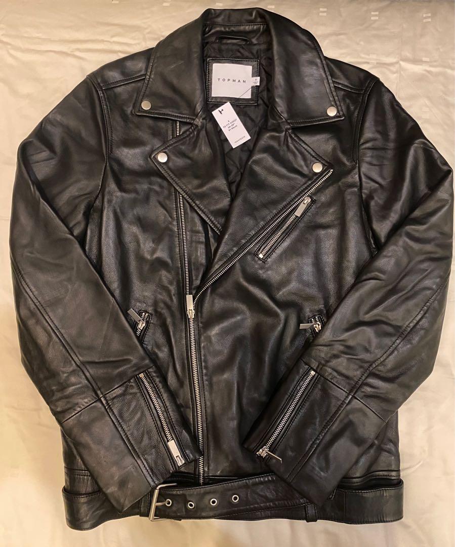 Leather discount jacket topman