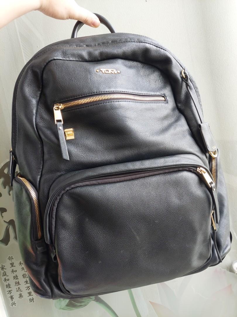 Tumi carson leather backpack preloved authentic Fesyen Wanita