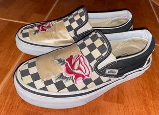 vans slip on satin patchwork