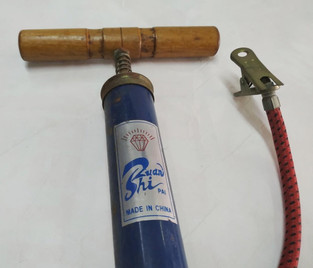 Vintage Bicycle Air Pump Metal Wood Handle Steampunk Decor