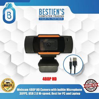 Webcam 480P HD Camera with builtin Microphone, 30FPS, USB 2.0 Hi-speed, Best for PC and Laptop