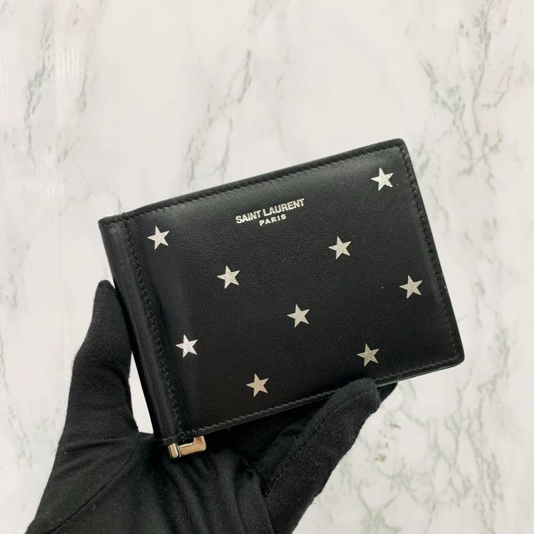 YVES SAINT LAURENT STAR BLACK LEATHER MONEY CLIP 227007407